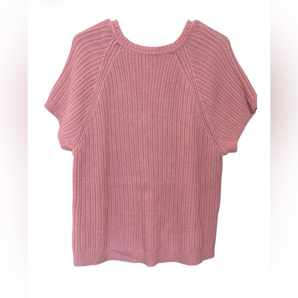 Coldwater Creek Petite XL Pink Knit Sweater Short Sleeve Textured Cotton Blend - Picture 2 of 2